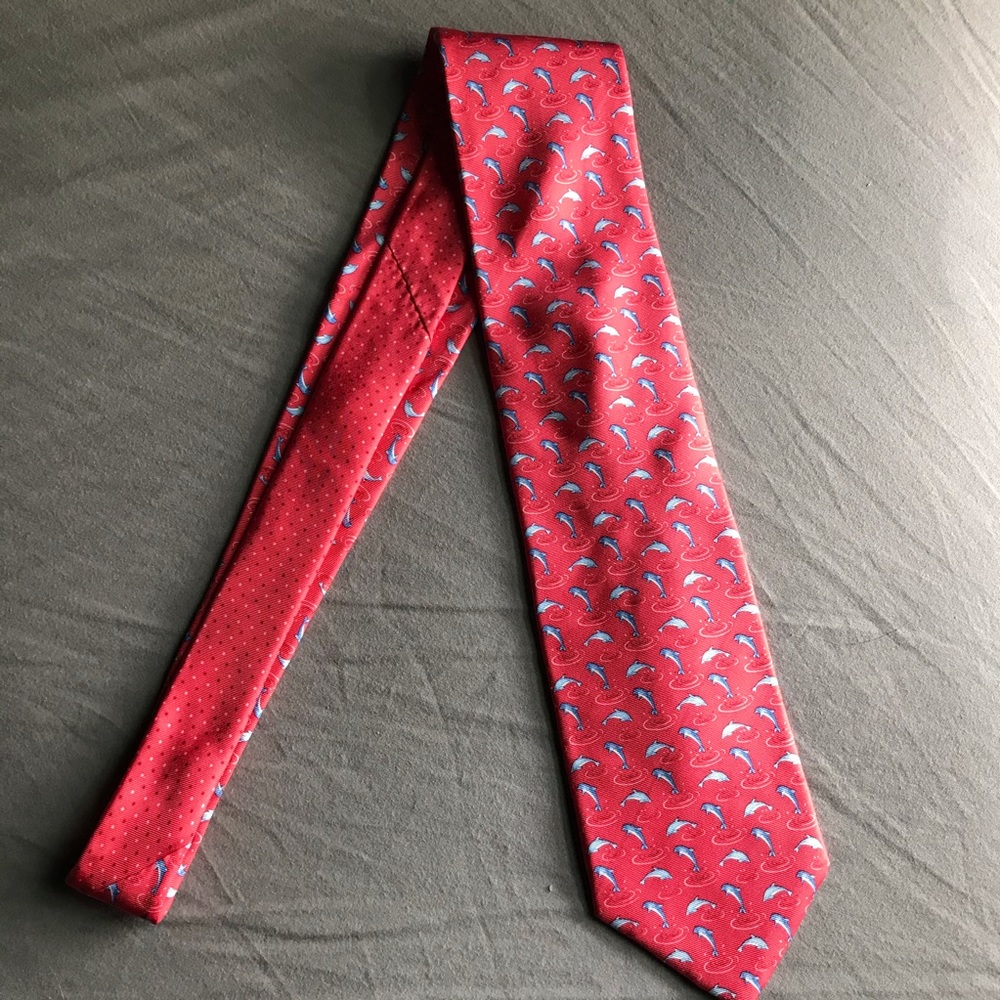 Tommy Hilfiger Coral Pink Dolphin Silk Tie
